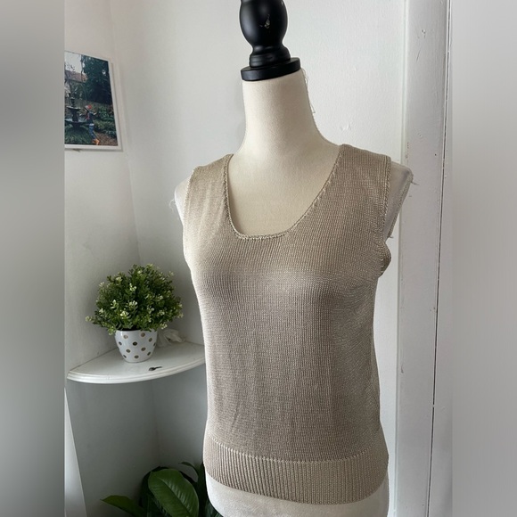 FIA ITALIA HANDLOOMED WOMEN'S TANK TOP KNITTED FABRIC. TAN, size S - Picture 6 of 15